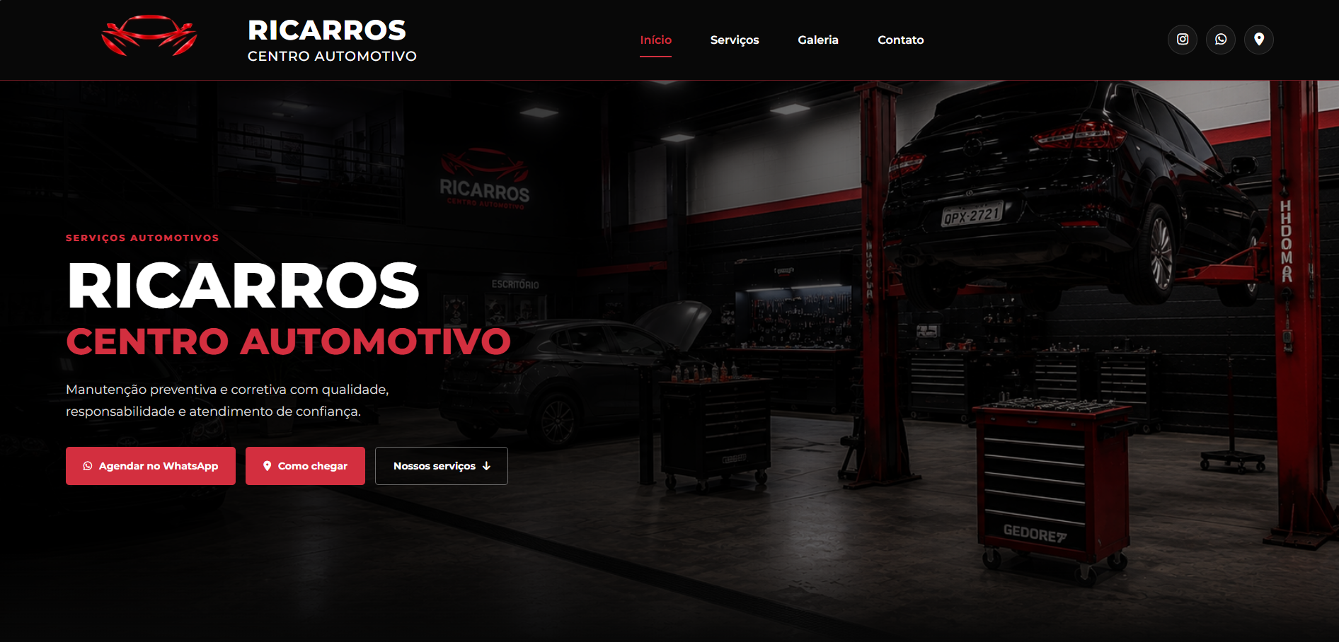 Site Ricarros Centro Automotivo